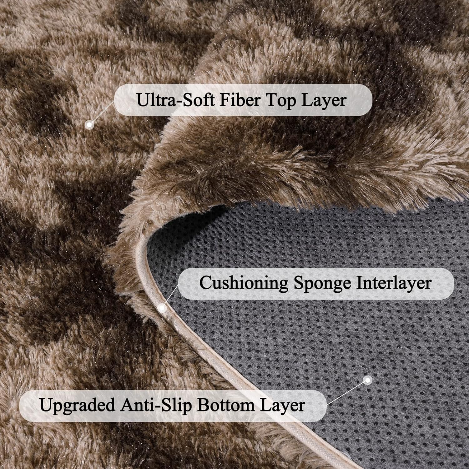 Brown Area Rugs 8x10 for Living Room, Ultra Soft Fluffy Rug Carpet for Bedroom, Non-Slip Fuzzy Plush Modern Indoor Shag Rugs for Dorm Nursery Kids Room Home Decor
