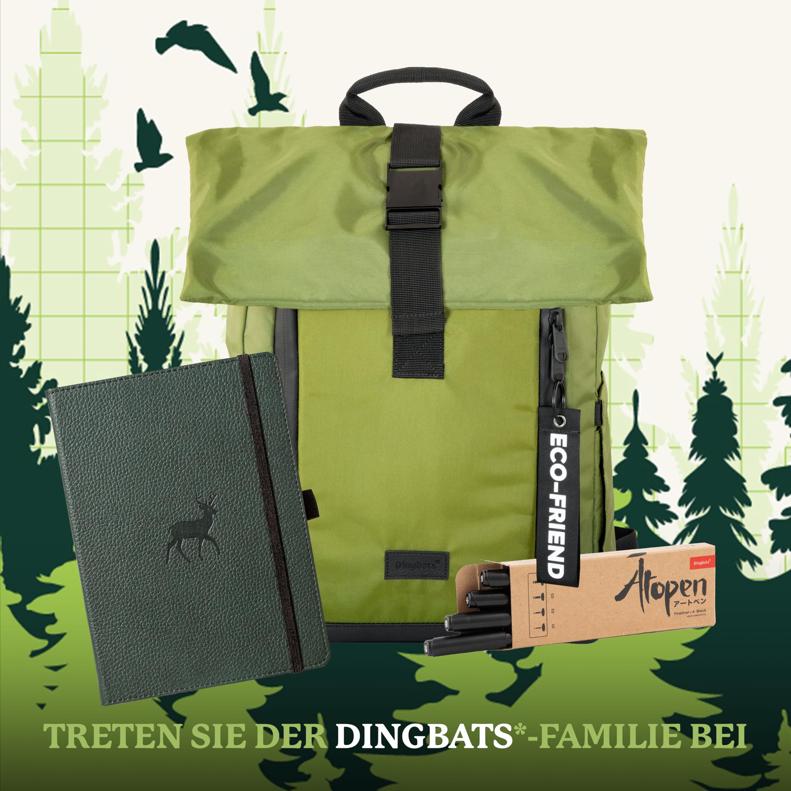 Dingbats* - Tierwelt Notizbuch A5 Blanko - Hardcover aus veganem Leder für Arbeit, Reisen, Uni - mit elastischem Verschlussband