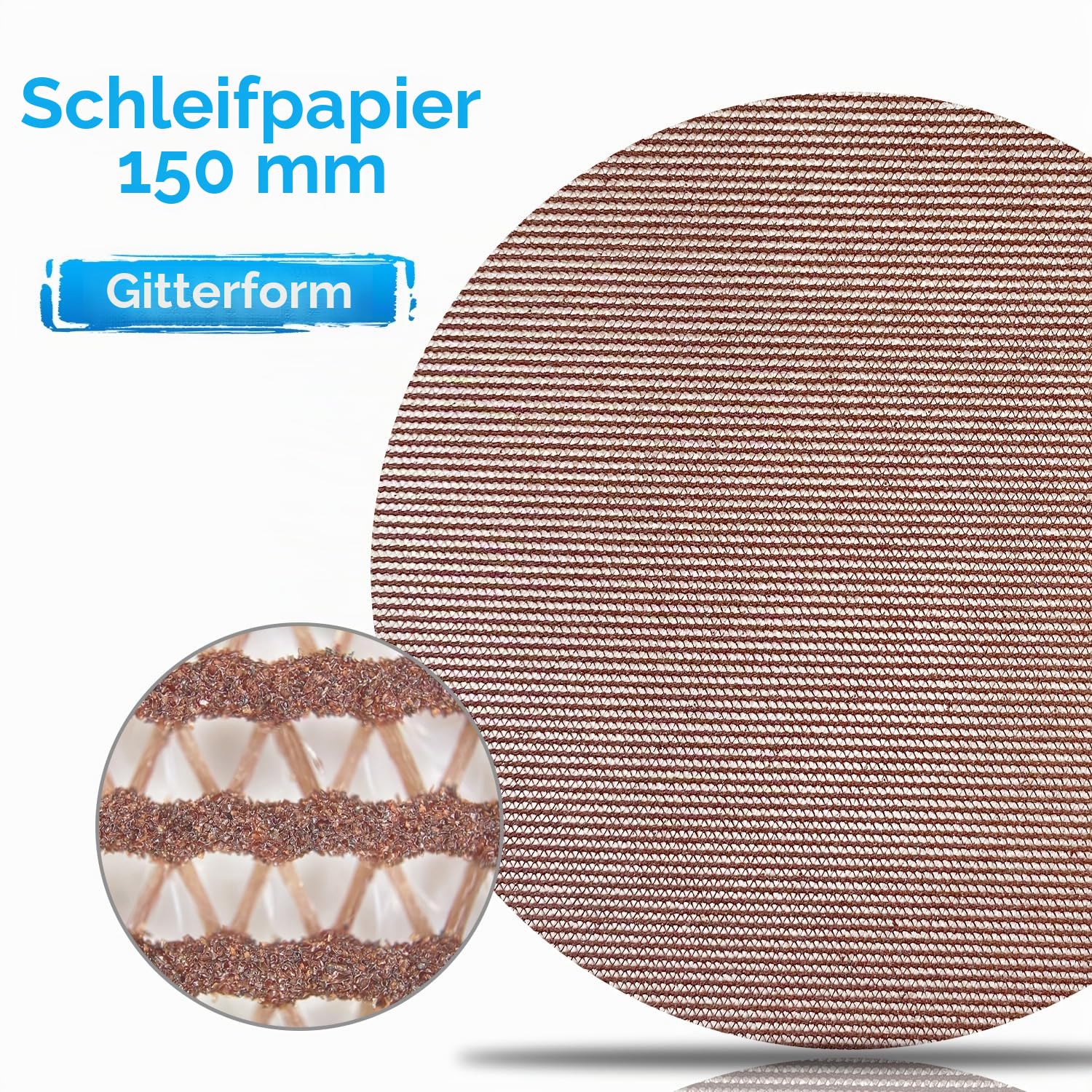 Schleifgitter 150mm Klett 80 Körnung, für 150mm Exzenterschleifer Schleiftellerschoner Schutzauflage 2608000690 8295612111 R7303 GEX 40-150（45 Stück）