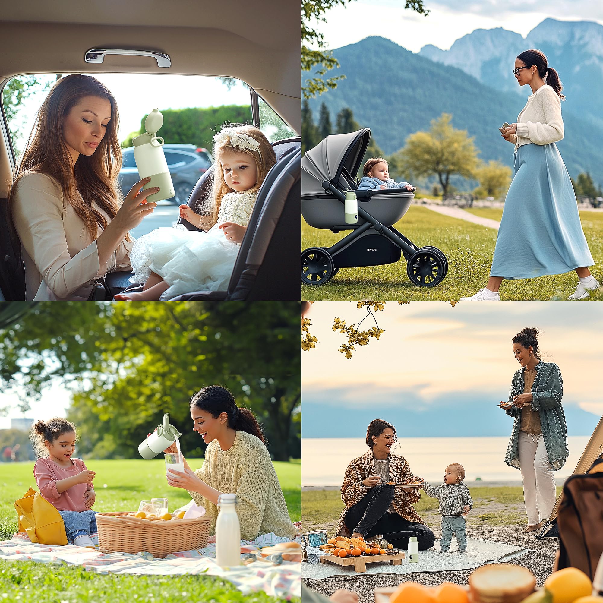 Chauffe-biberon portable de voyage avec formule de transport de 400 ml avec chauffage rapide en 2 minutes, indispensable pour les voyages avec bébé et fonction d'entretien