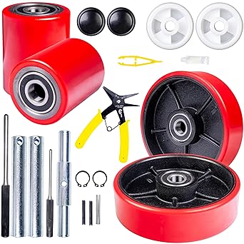 Pallet Jack/Truck Full Set RED with Axles, Steering Wheels 7