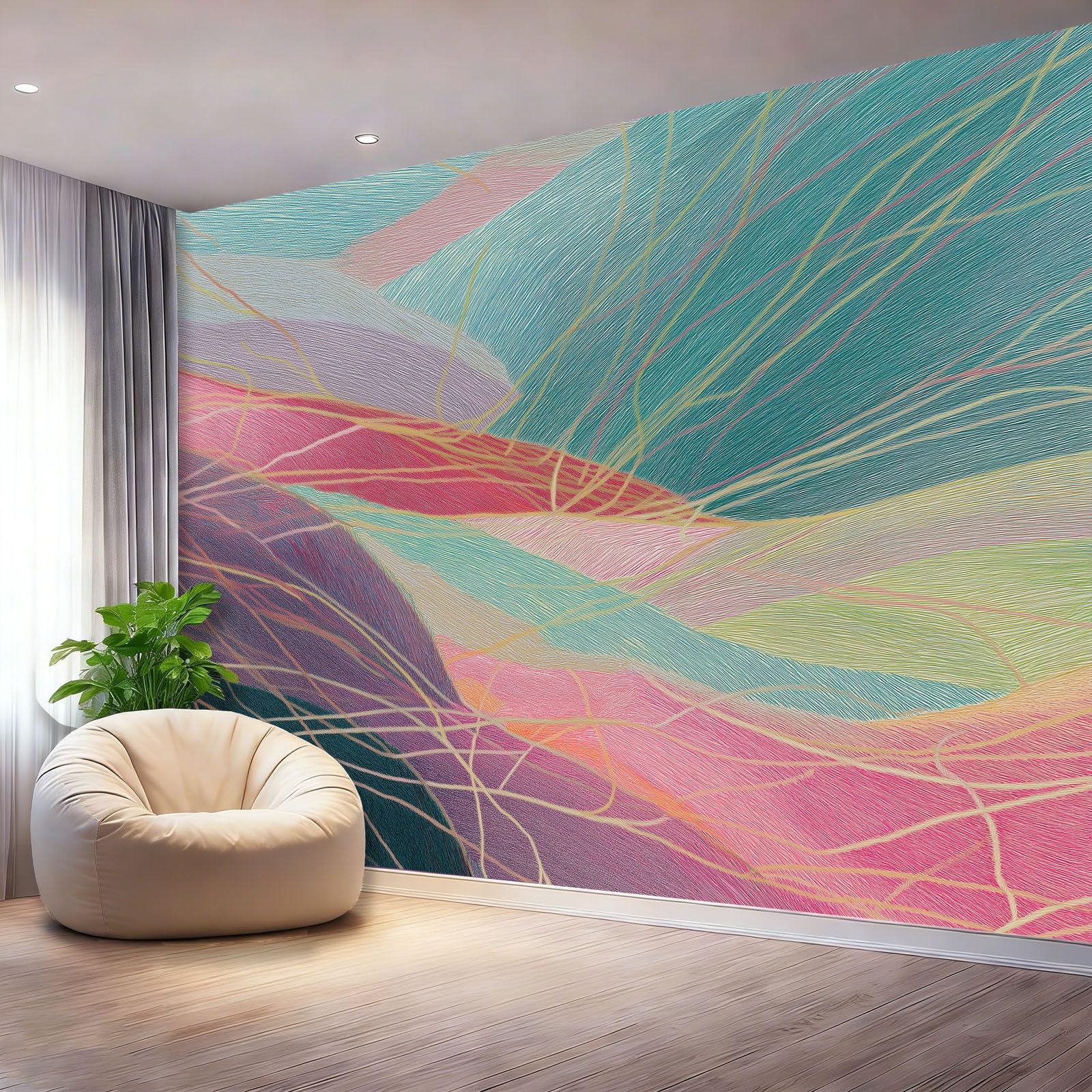 Fototapeta 400 x 280 cm okładzina ścienna dekoracja salonu projekt abstrakcyjna sztuka linie do sypialni salonu tapeta z włókniny dekoracja ścienna kolor