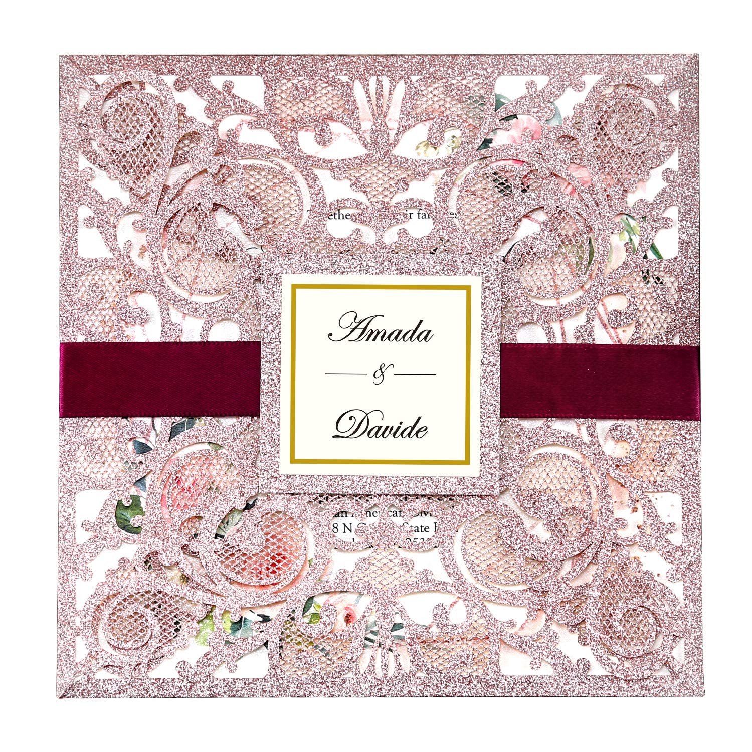 Tarjetas de invitación de boda de flores para mesas de banquetes y ceremonias románticas