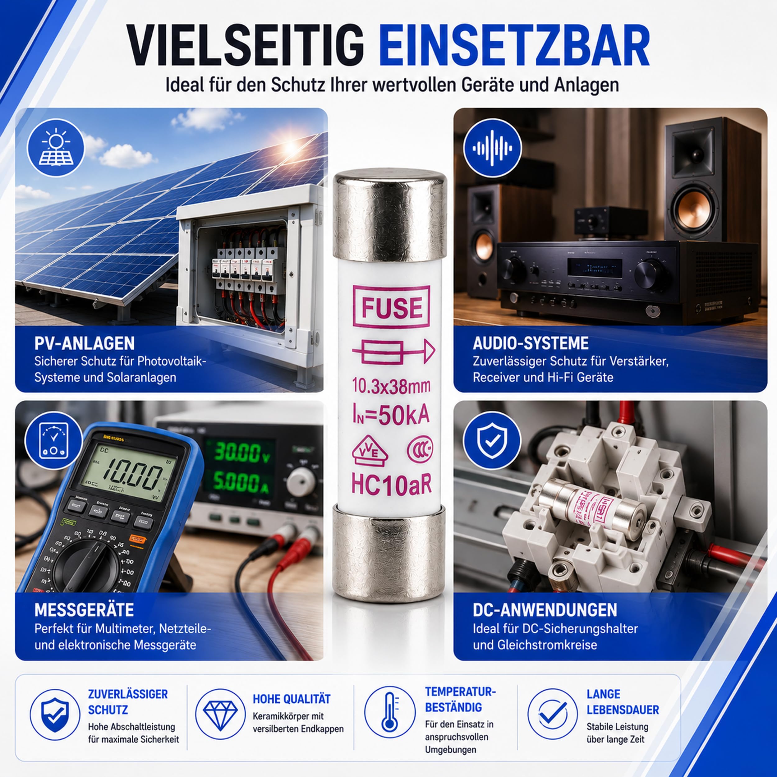 PeakTech, Fusible miniatura cerámico Set 250 mA / 1000 V, 10,3 x 38 mm, audio y alta fidelidad, 10 piezas, P 7500