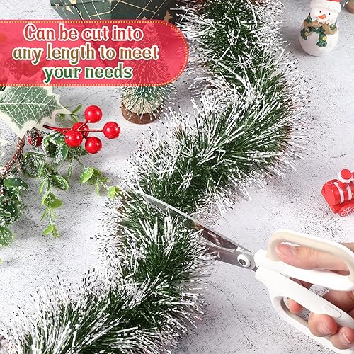 Miniatura 4 de Hotop Guirnalda de oropel con punta de escarcha de Navidad de 164 pies, con borde plateado, serpentinas metálicas para colgar en el árbol de