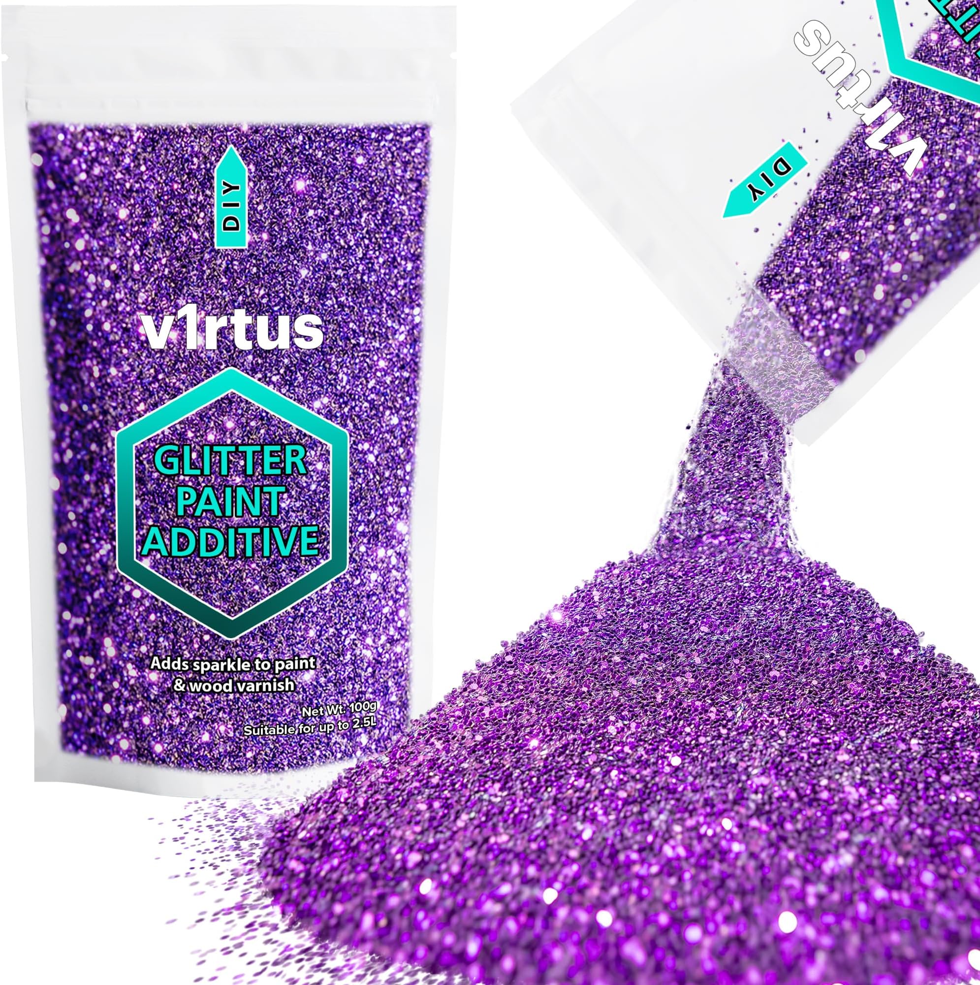 Purple Glitter Paint Additive 100g | Sparkle Glitter Paint for Walls Interior Exterior, v1rtus