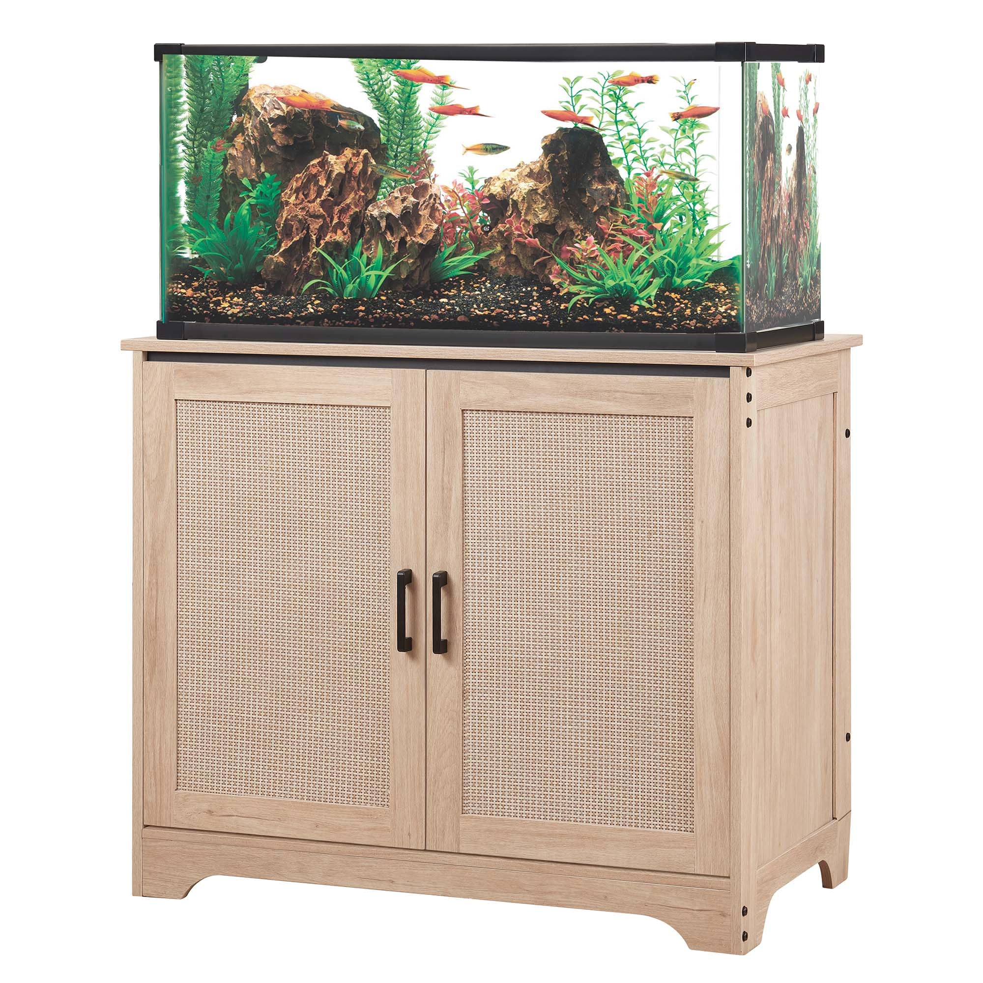 unipaws Soporte de acuario de 30-50 galones, soporte para pecera con armario de almacenamiento, soporte de madera para tanque de tortugas, terrario de reptiles
