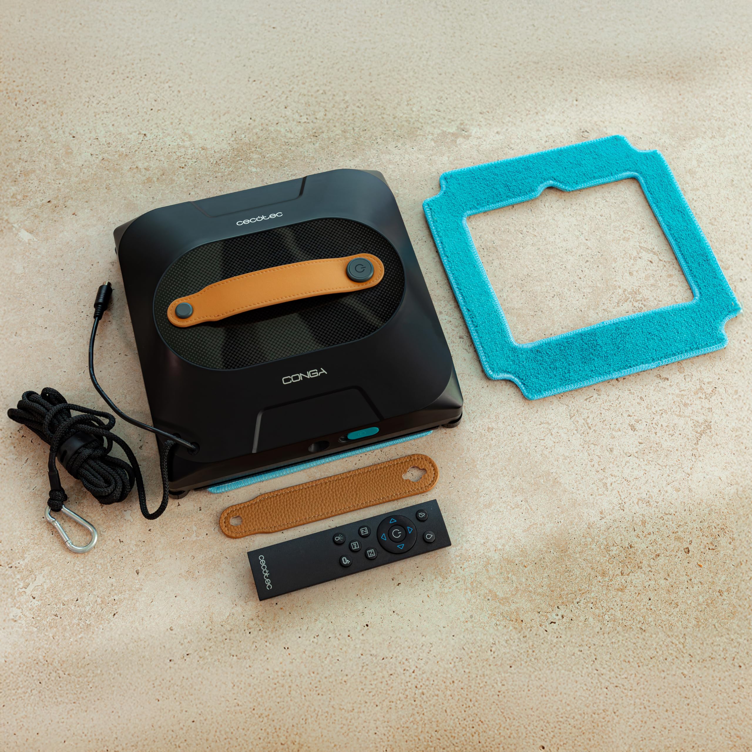 Cecotec Conga Windroid 1390 Double Spray Connected, robot do czyszczenia okien 3 w 1, podwójne spryskiwanie, aplikacja i pilot zdalnego sterowania, 8 trybów, promień działania 7,5 m, lina