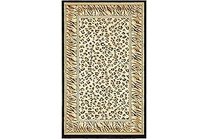 Unique Loom Cheetah-Bordered Ivory/Black Animal Print Area Rug