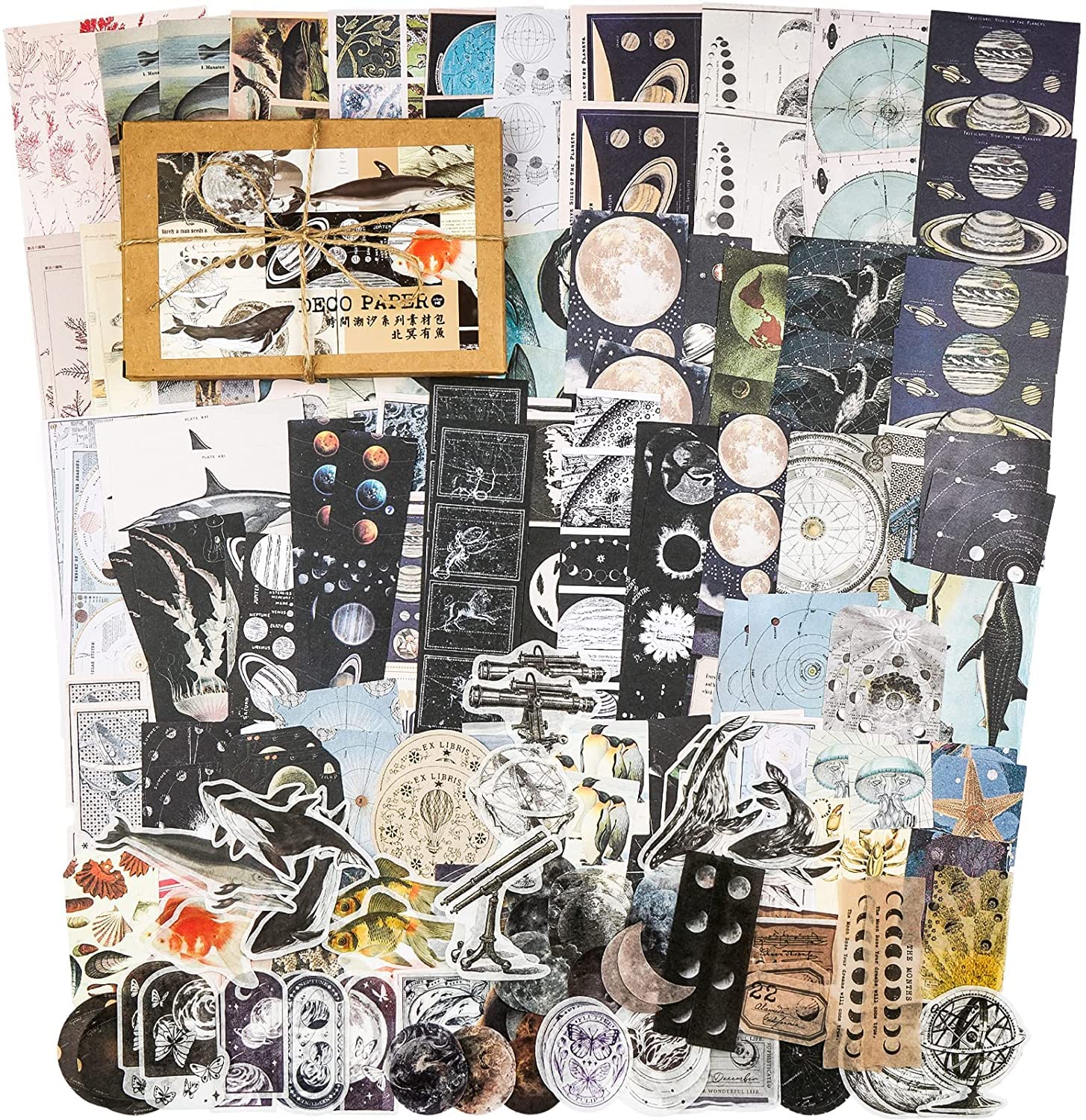 KASTWAVE Retro Collage Retro Literary Style Hand Account Diary Decorative Stickers For Art Journaling DIY Paper Stickers Craft Kits Notebook Collage Album Aesthetic Picture Frames 200 Pieces