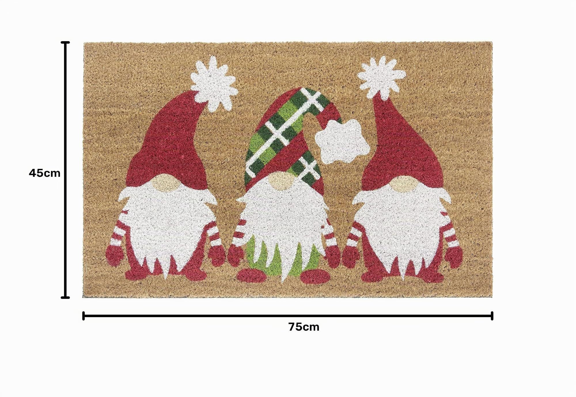Hanse Home Felpudo de Fibra de Coco para Interior – Felpudo Natural de Coco con diseño de gnobleza, Antideslizante, para Pasillo, Entrada – 45 x 75 cm