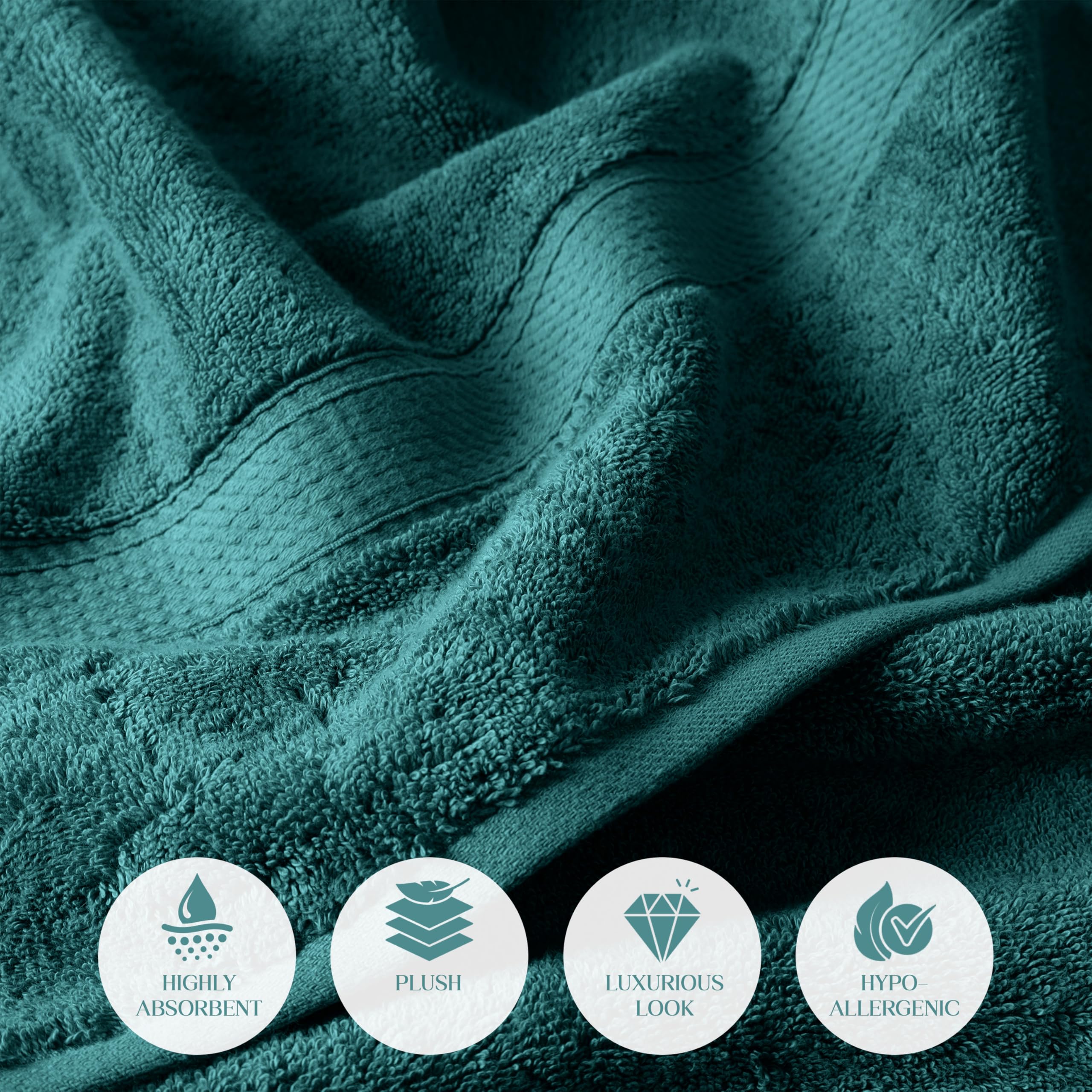 Superior - Set di Asciugamani da Bagno in Cotone 900 Grammi, 2 Pezzi, Verde-Blu