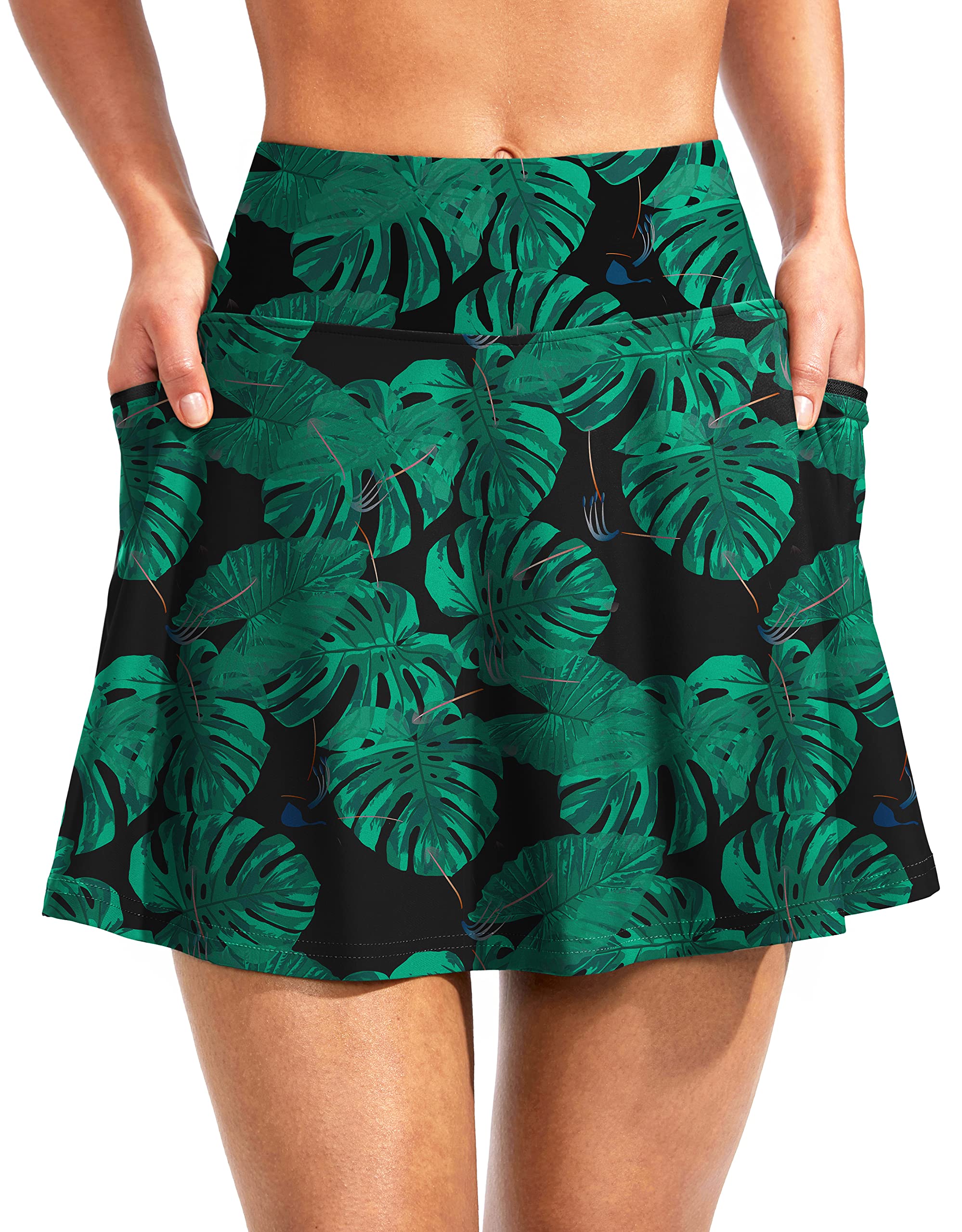 Kayrth Women's High Waisted Swim Skirt with Zipper Pockets Tankini Bottoms | Tummy Control, Bathing Suit, Built-in Shorts, Quick Dry, Stretchy, Beach, Pool, Surf