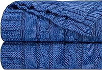 Vista 13 de NTBAY Manta de punto de cable de 100 % algodón puro, súper suave y cálida de 51 x 67, manta tejida para sofá, silla, cama, extra acogedora, lavable