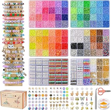 Friendship Bracelet Kit, 16888pcs, 96 Colors Polymer Clay Beads & 1200 Letter Beads,Bracelet Making Kit for DIY Jewelry Making&Friendship Bracelet Making