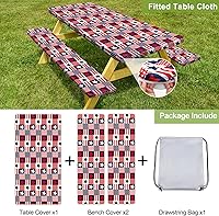 Vista 58 de Play Tailor - Mantel para mesa de pícnic con cubiertas para bancas, impermeable y a prueba de viento con bolsa de cordón, ajustable a mesas y bancas