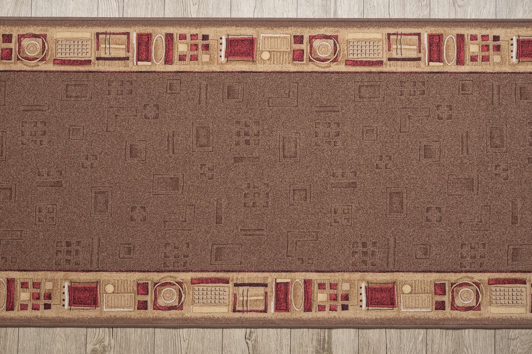 rugsx Antirutsch Teppichläufer JENA - moderner Kurzflor für Küche, Flur & Wohnzimmer, Meterware, braun 120x400 cm