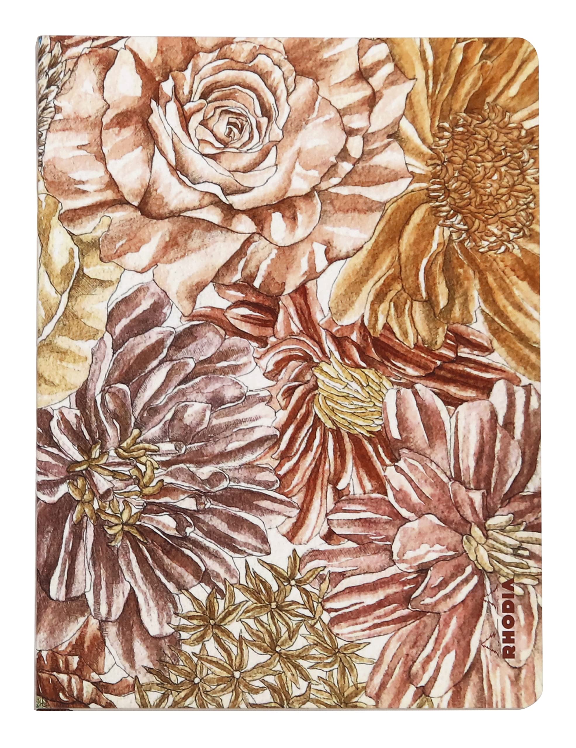 RHODIA 120032C - Hidden Spiral Notebook - A5 - Ruled - 120 pages - Clairefontaine Ivory Paper 90 g/m - Soft Touch Cover - Orange Botanical Collection