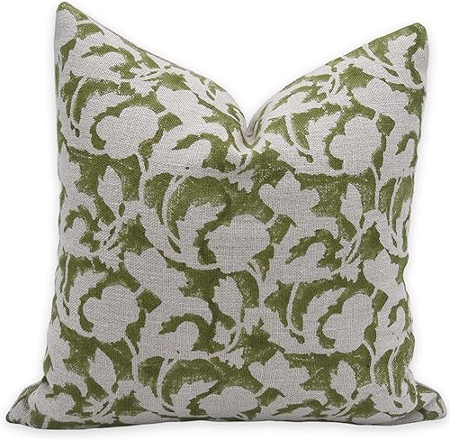 Fabritual Handmade Block Print 20X20 Thick Linen Throw Vintage Pillowcase Cushio