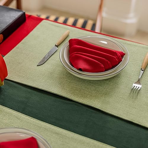 Vista 156 de Home Brilliant Juego de 4 manteles individuales de lino azul, resistentes al calor, manteles individuales para mesa de comedor, manteles Índigo