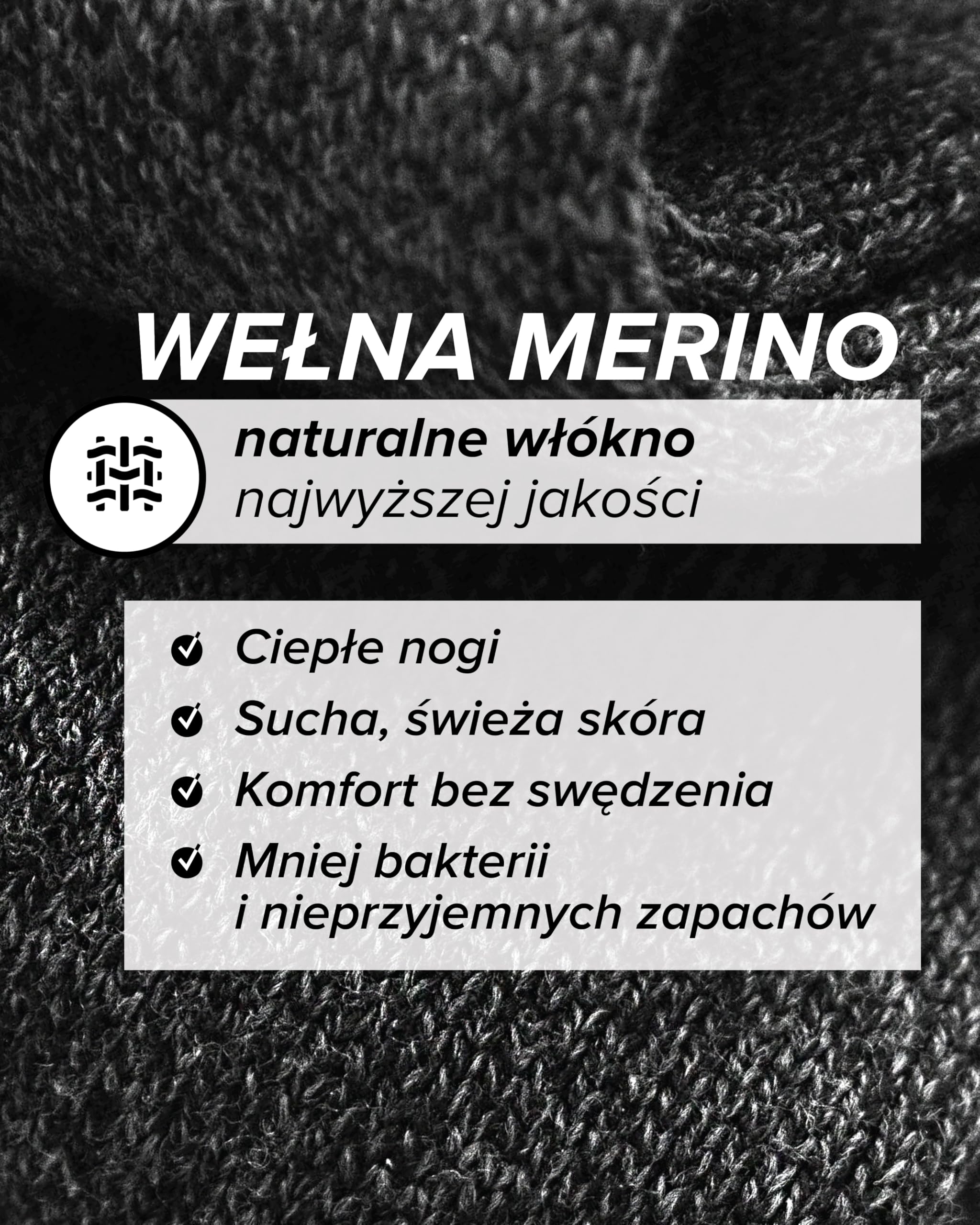 VITSOCKS Podkolanówki z WEŁNY MERINO 80% Męskie Ciepłe na Zimę Wysokie Skarpetki do Kolan