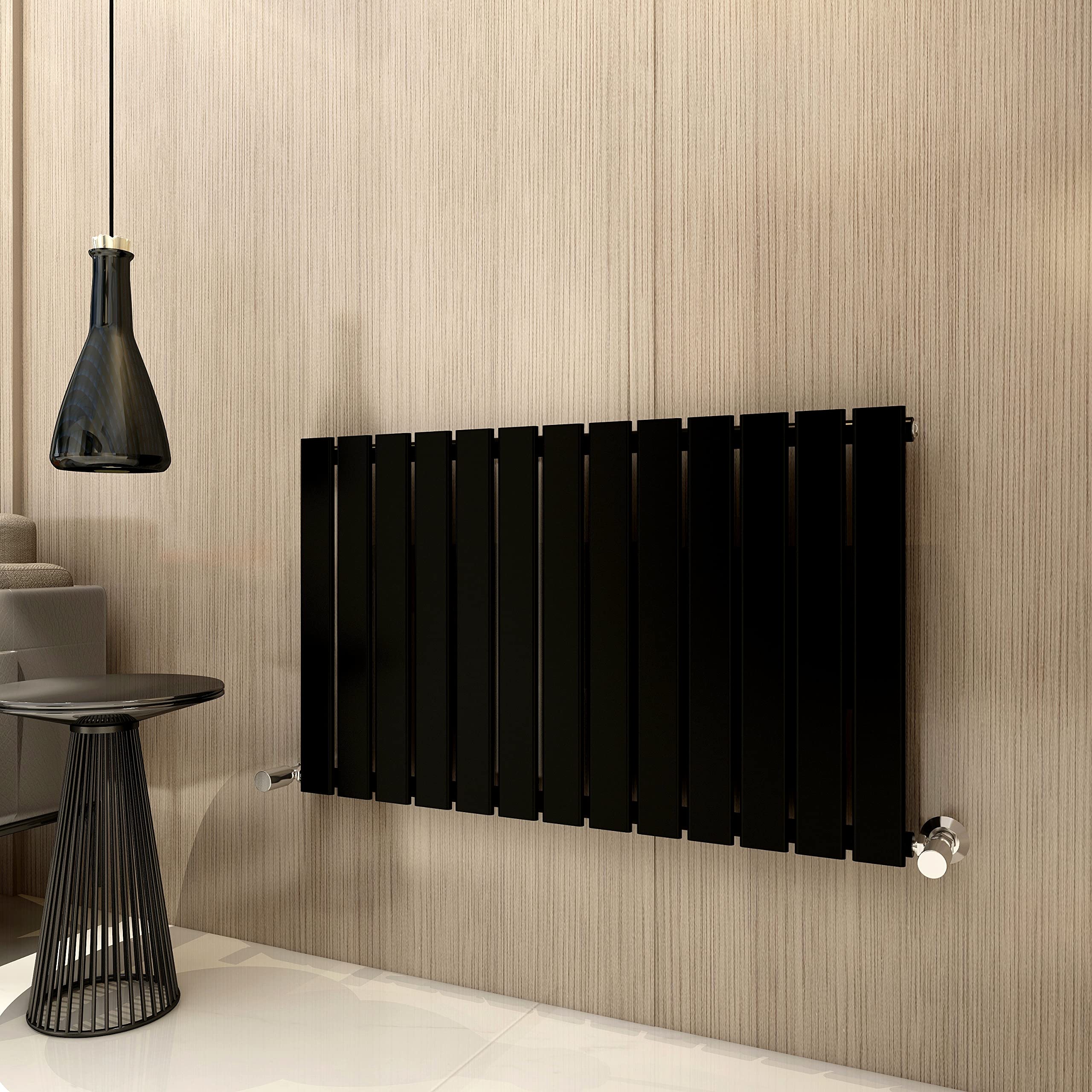 Mcc Direct Black Radiator Horizontal Vertical Designer Flat Panel Central Heating Radiator 600Mm Height (600X884mm Single, )