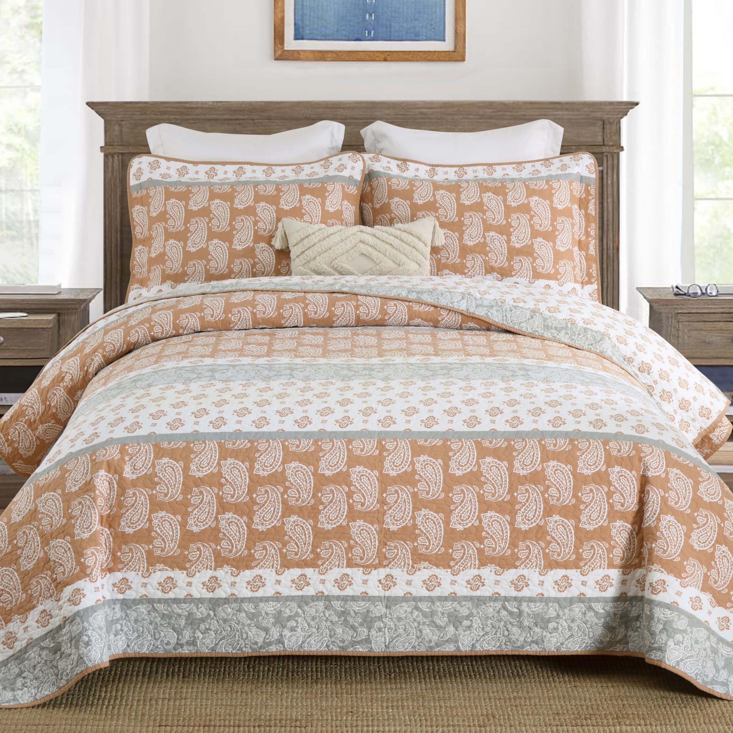 Amazon.com: AJOCCI Terracotta Quilts Queen Size, Cotton Queen