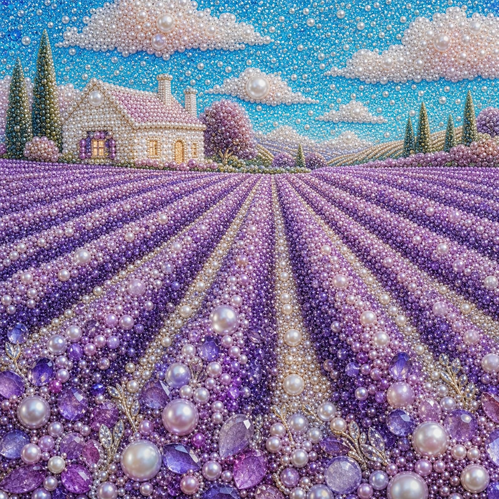 Lavender Pearl Full DIY 5D Round Drill Diamond Art Kit 15.75x15.75 in