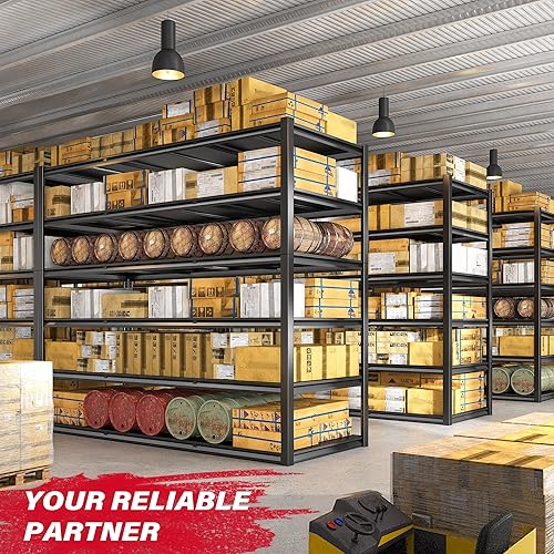 Miniatura 7 de REIBII Estantes de almacenamiento de 60 pulgadas de ancho, resistentes, estantería de garaje de 6 niveles, estantería industrial de 3500 libras,