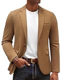 Men's Casual Knit Sport Coats One Button Slim Fit Blazer Notch Lapel Solid Suit Jacket with Pockets