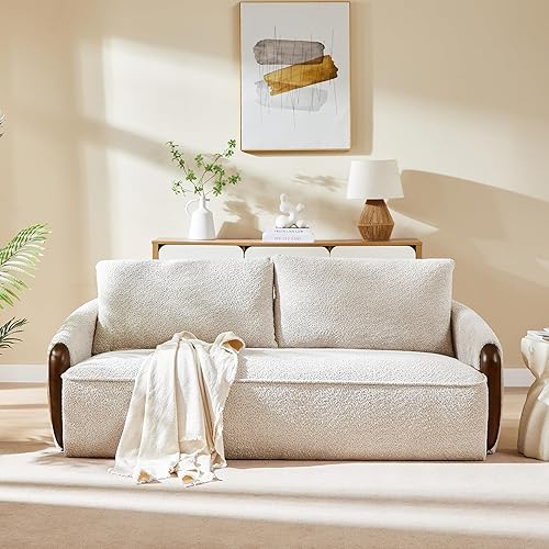 Christopher Knight Home Eman 3 Seater Boucle Sofa Couch, Wooden