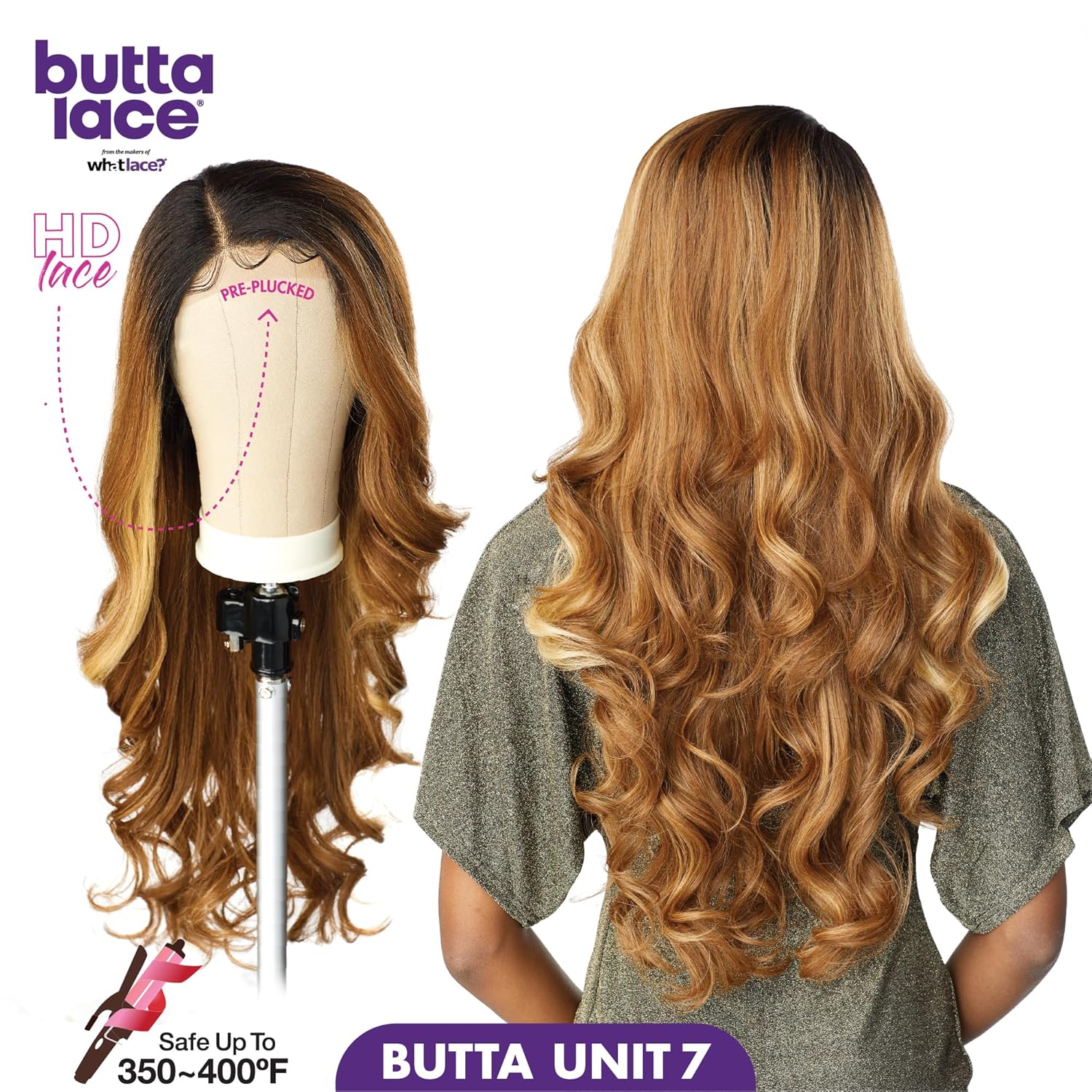 Sensationnel Butta Lace Wigs - Unit 7 Extra Wide 5 Inch Deep Parting Synthetic Preplucked Hairline Glueless Lacefront (FLAMBOYAGECHOCOLATE)