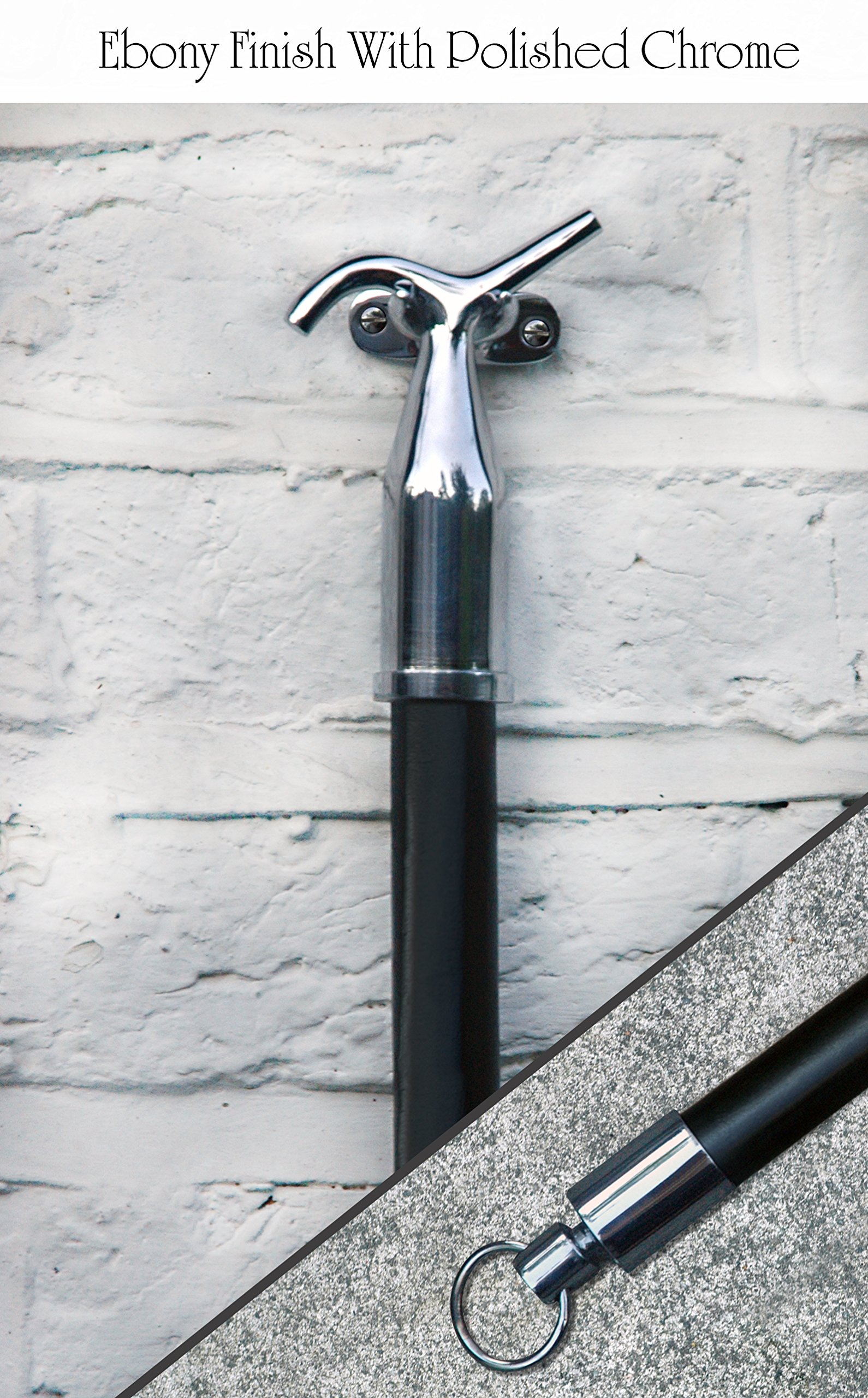 Sash window Pole Hook, for opening Sash, Compatible with VELUX® Roof Windows, Attic & Loft Hatch, blinds Skylight, Fanlight (Polished Chrome & Ebony)