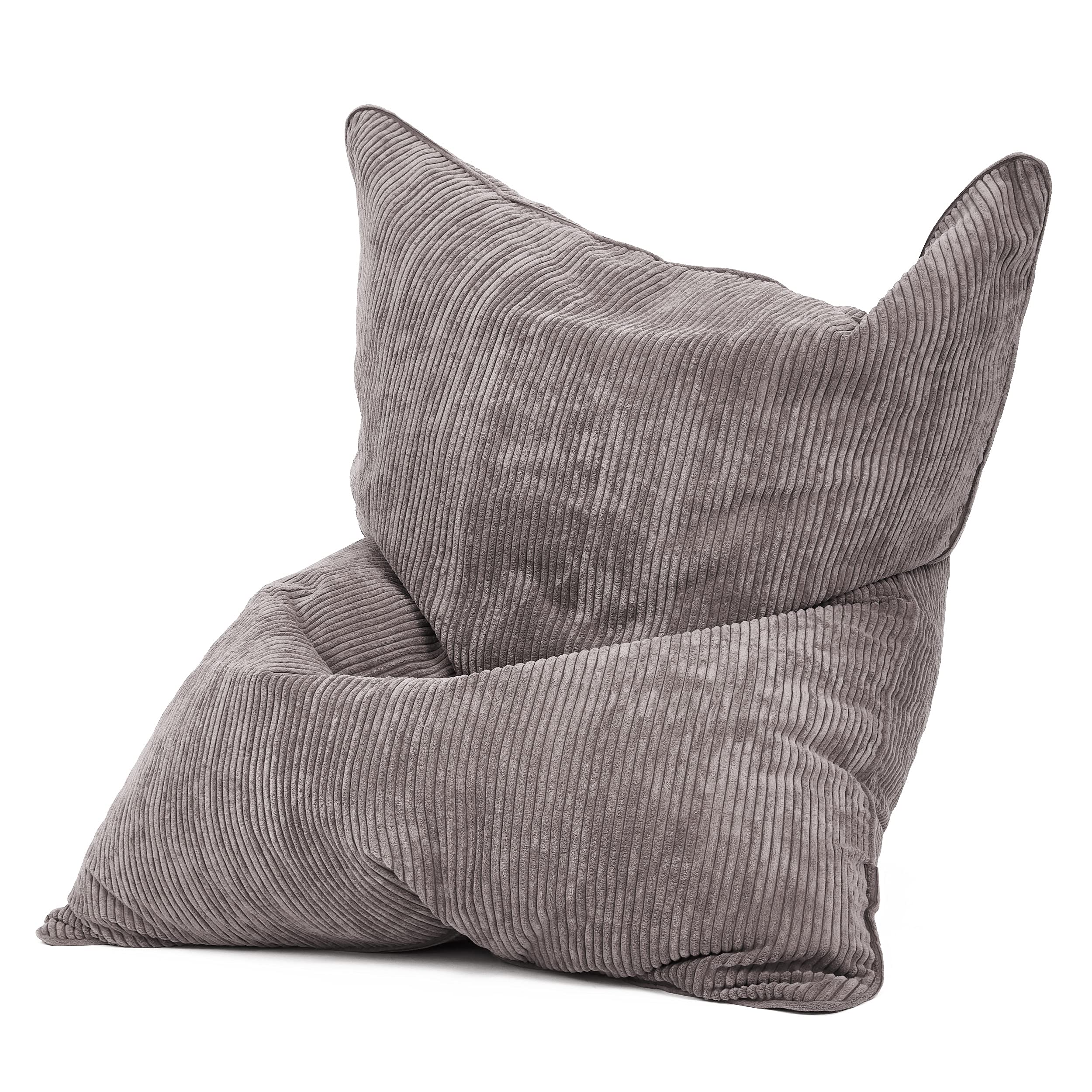 Green Bean© Square XXL Indoor Housse en Velours Côtelé 140 x 180 cm - Housse de Pouf sans Remplissage - 600D Oxford, Cord - Doux, Moelleux, Robuste - Lavable, avec Sac Interne Gris
