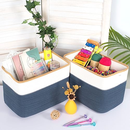 Miniatura 4 de MINTWOOD Design Cesta de almacenamiento para estantes, cestas decorativas para organizar, cesta de libros, caja de cubo de almacenamiento,
