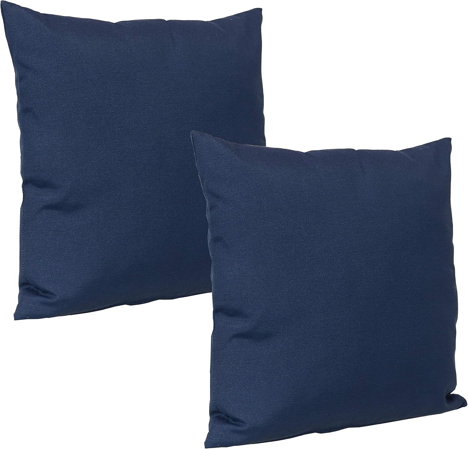 Sunnydaze Indoor and Outdoor Decorative Throw Pillows Set of 2 with Zipper Closures and Inserts - 17-Inch Square Patio Furniture Accents - Weather-Resistant Polyester - Navy