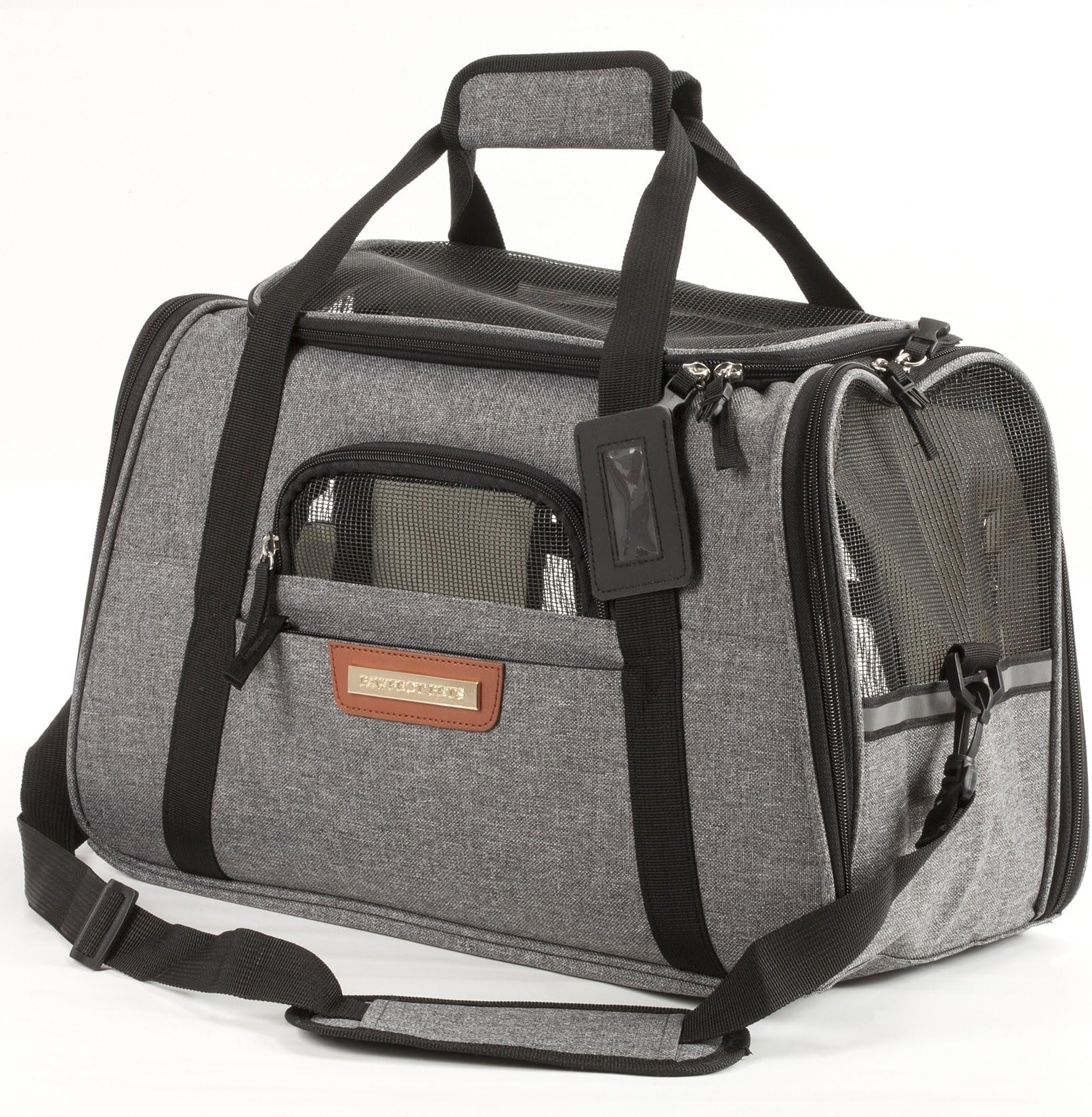 Pawfect Pets Pet Travel Carrier, Soft-Sided with Two Pet Mats for Small Dogs and Cats (Grey)