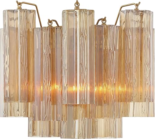 Miniatura 7 de Crystorama Addis 2 apliques de latón envejecido claro