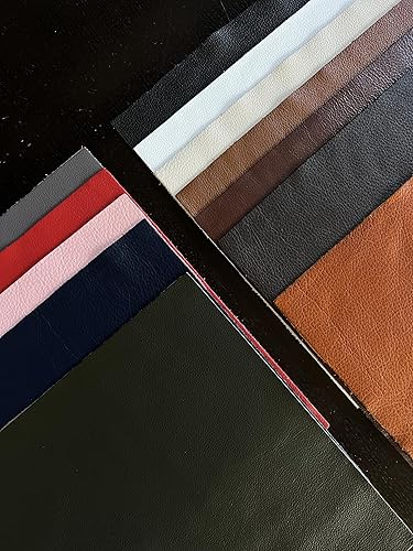 Miniatura 4 de Cuero de vaca de grano natural piezas de cuero precortadas de 12'' x 12'' (negro, 1 pieza)