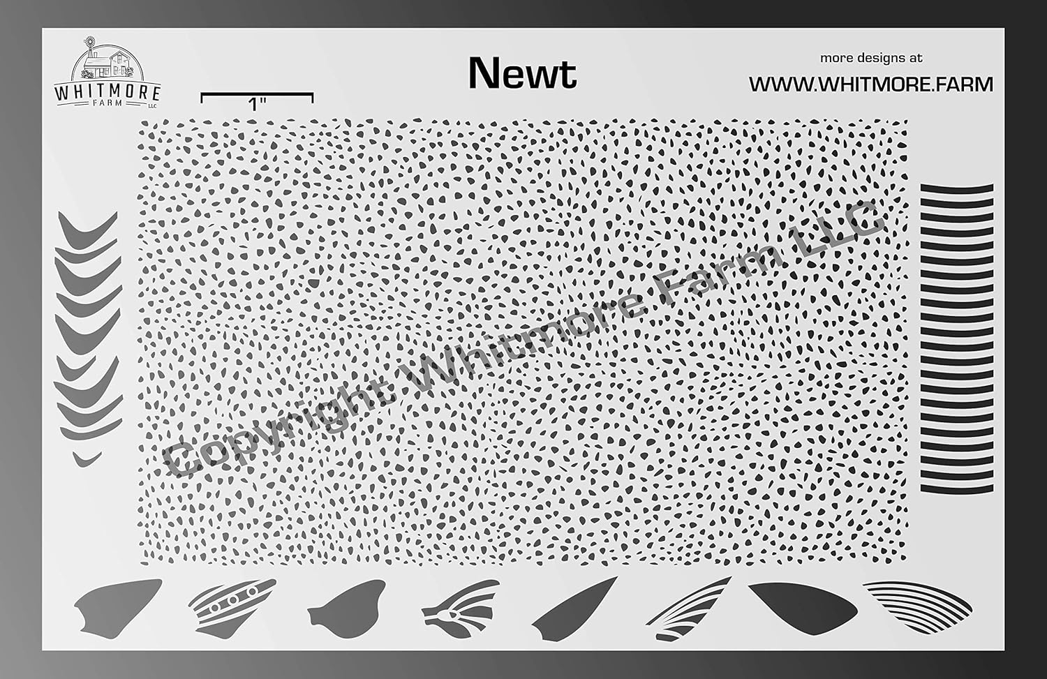Whitmore Farm LLC Newt v1 Mesh Fishing Lure Airbrush Stencil - Mylar Reusable