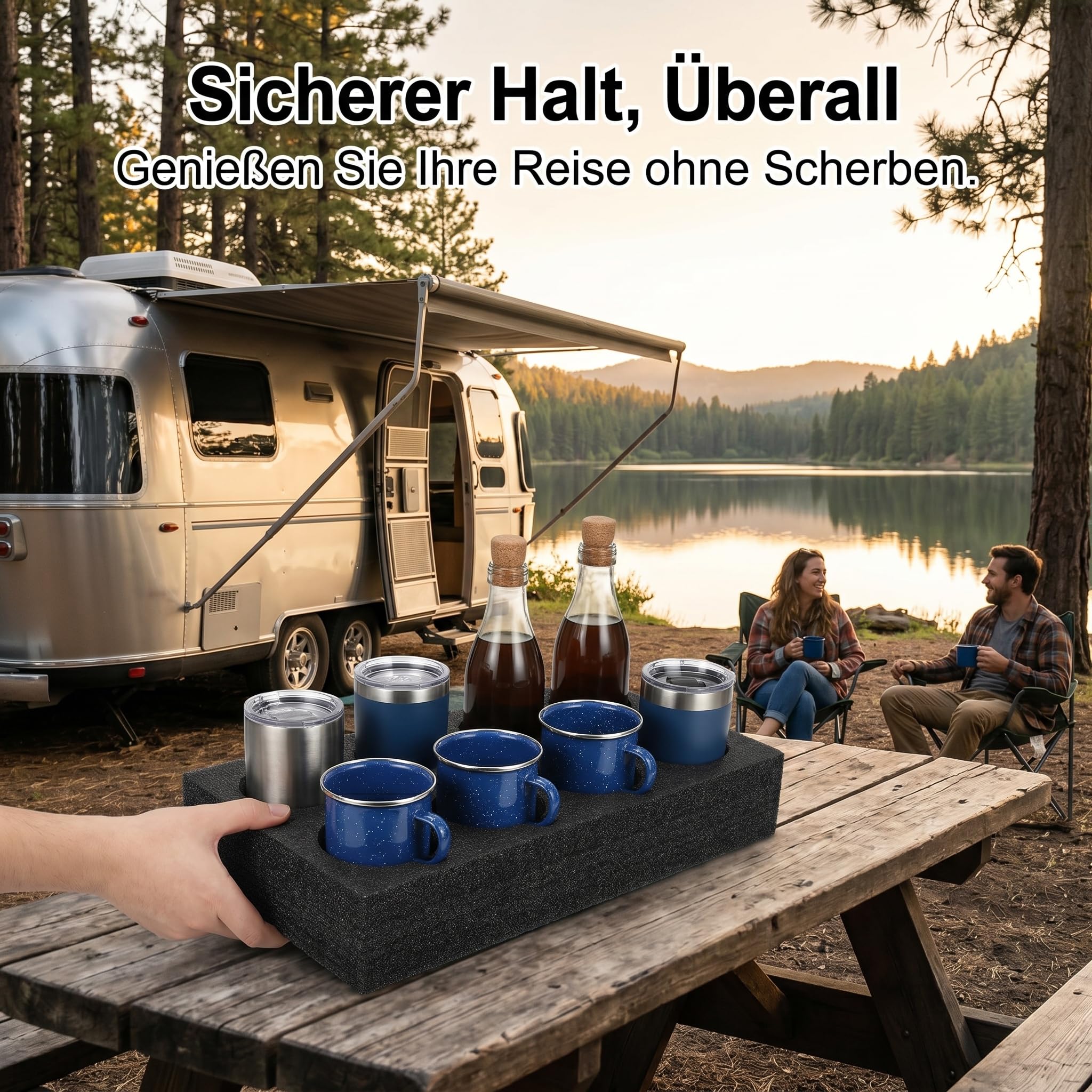 Yardwe Tassenhalter Wohnmobil, Schaumstoff Glashalter für 8 Stück, Becherhalter Camping Gläserhalter für Schublade Wohnwagen und Boot Küche, Haushalt & Wohnen