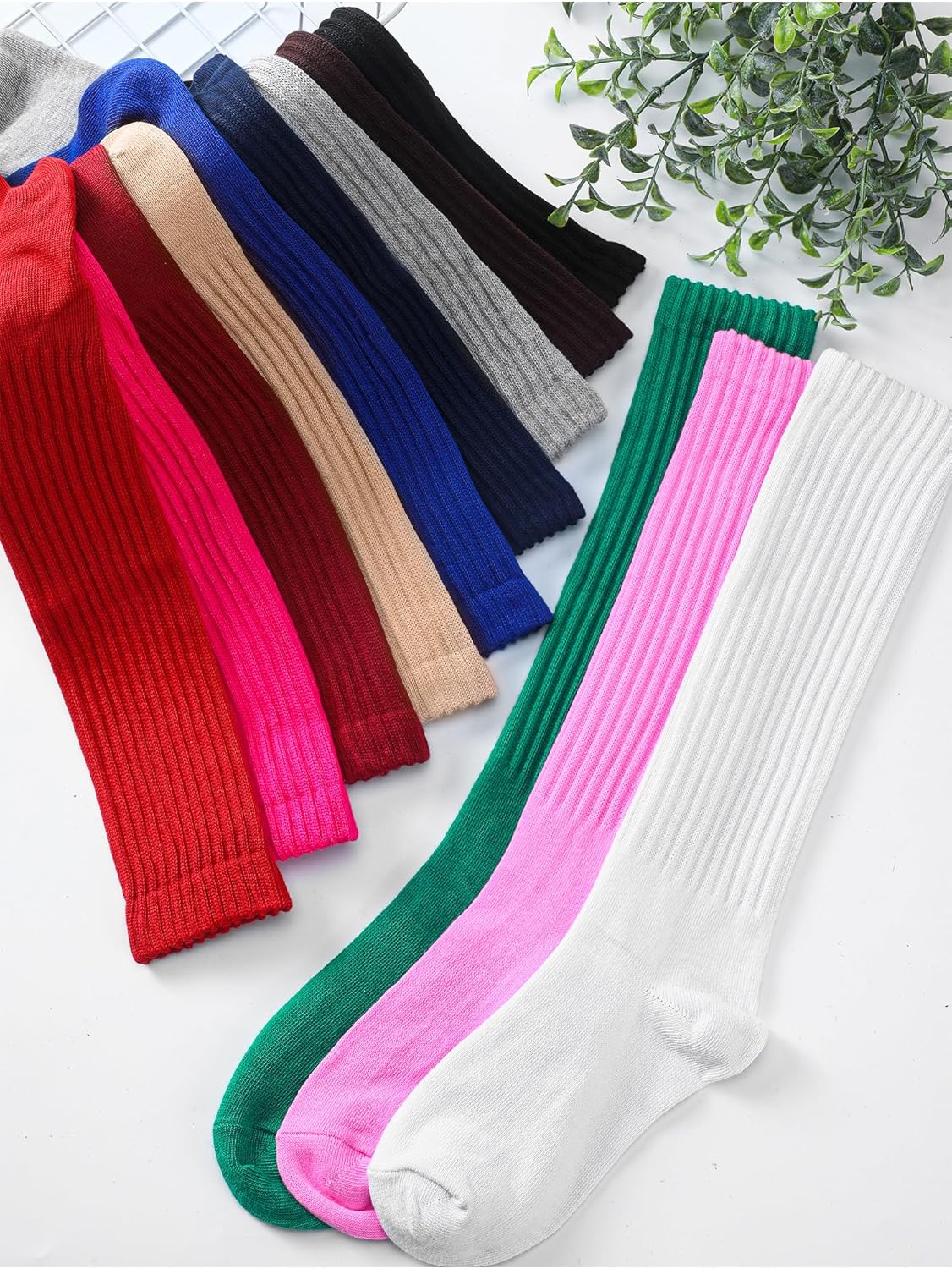 12 Pairs Women Slouch Socks Bulk Cotton Scrunch Stacked Boot Socks for Women Girls - Image 7