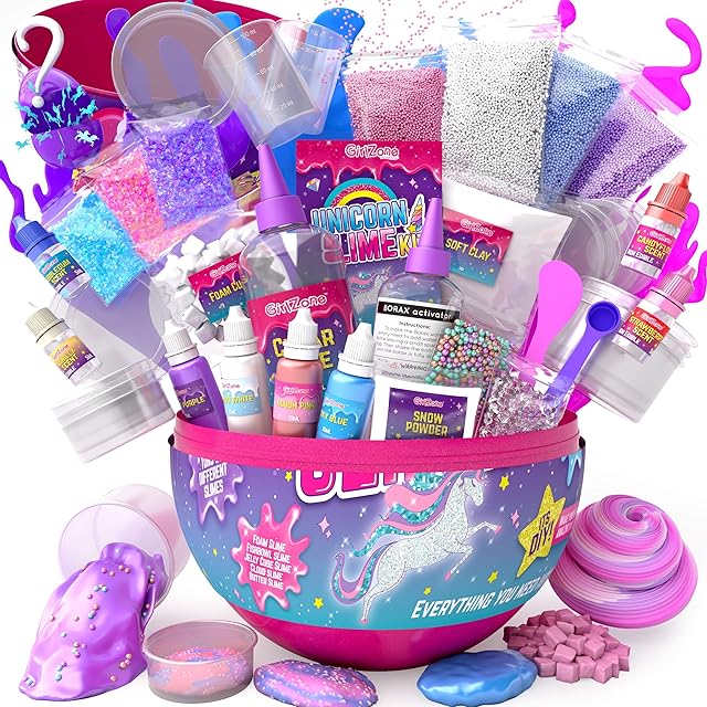 GirlZone Unicorn Egg Sparkly Surprise Slime Kit for Kids, Create Cloud Slime and Magical Unicorn Slime, Fun Sensory Toy for Kids and Great Gift Idea