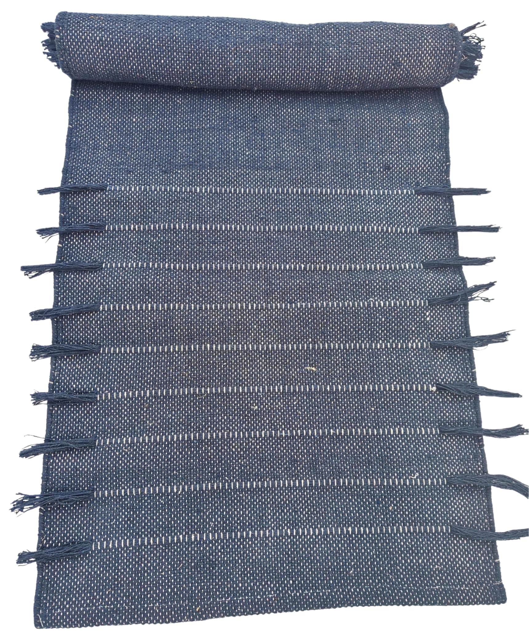 EXPORT PROFILE Indian Hand Made Cotton Yoga Mat Eco-Friendly Comfortable Extra Long Hand Woven Rug - 100% Organic Cotton Yoga Mat Non-Slip & Thick for Everyday Fitness at Home (Navy Blue) โ image 1