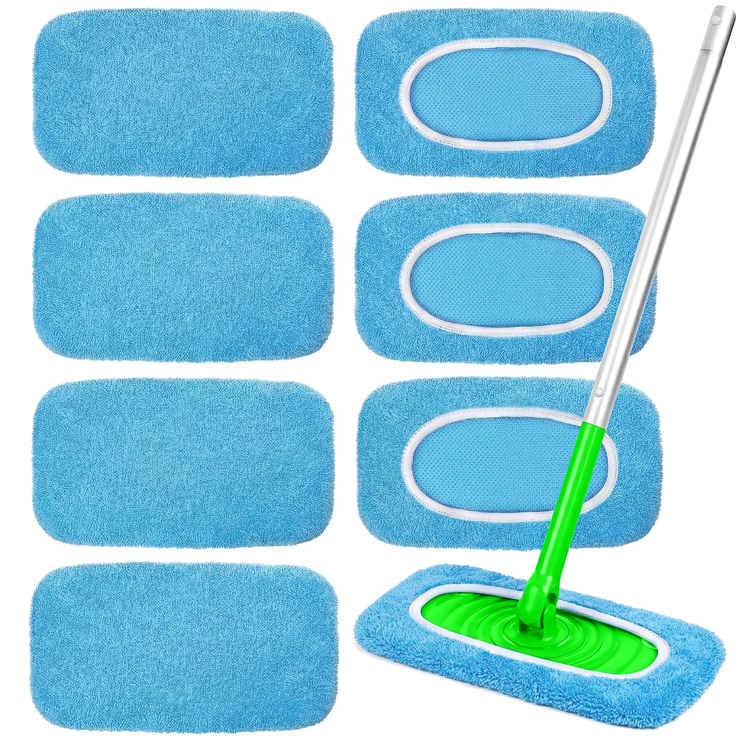 Yikki 8 Pièces serpillière réutilisables en Microfibre, Lingettes Humides Recharge Compatibles avec Swiffer Sweeper, Lavables pour Nettoyage Humide - 1