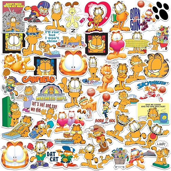 Amazon.com: Garfield Variety 50ct Die Cut Vinyl Stickers Variety Pack ...