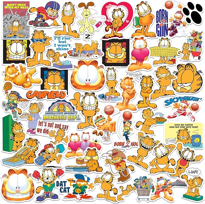 Amazon.com: Garfield Variety 50ct Die Cut Vinyl Stickers Variety Pack ...