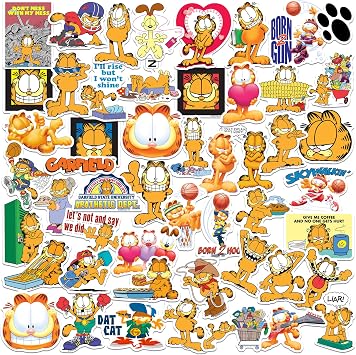 Garfield Variety 50ct Die Cut Vinyl Stickers, Tablet, Indoor & Outdoor Use