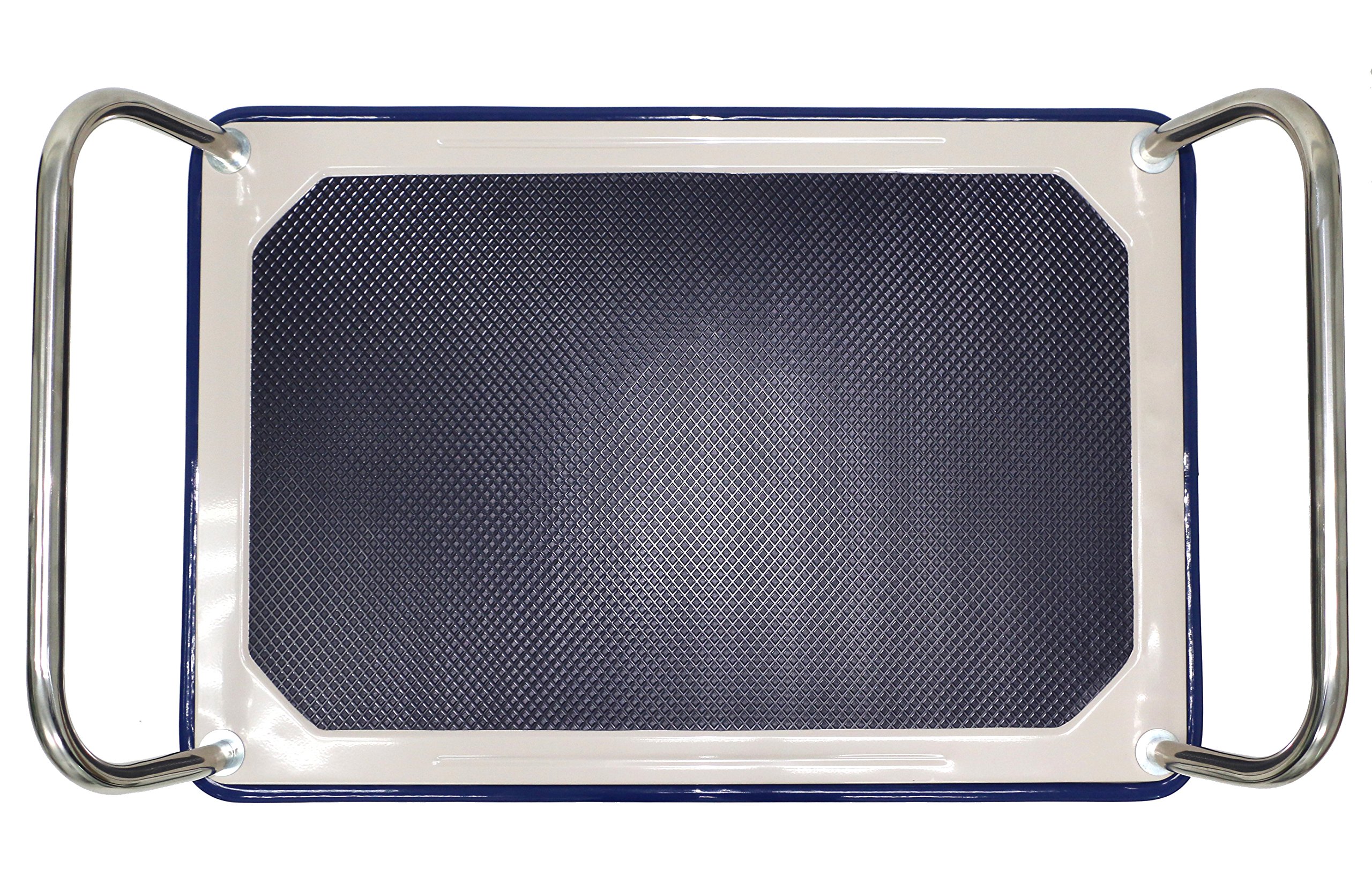 TW-220 Etagenwagen, verchromt, 2 Etagen, LxBxH: 914 mm x 610 mm x 950 mm, Tragfähigkeit 370 kg, Edelstahl/Blau
