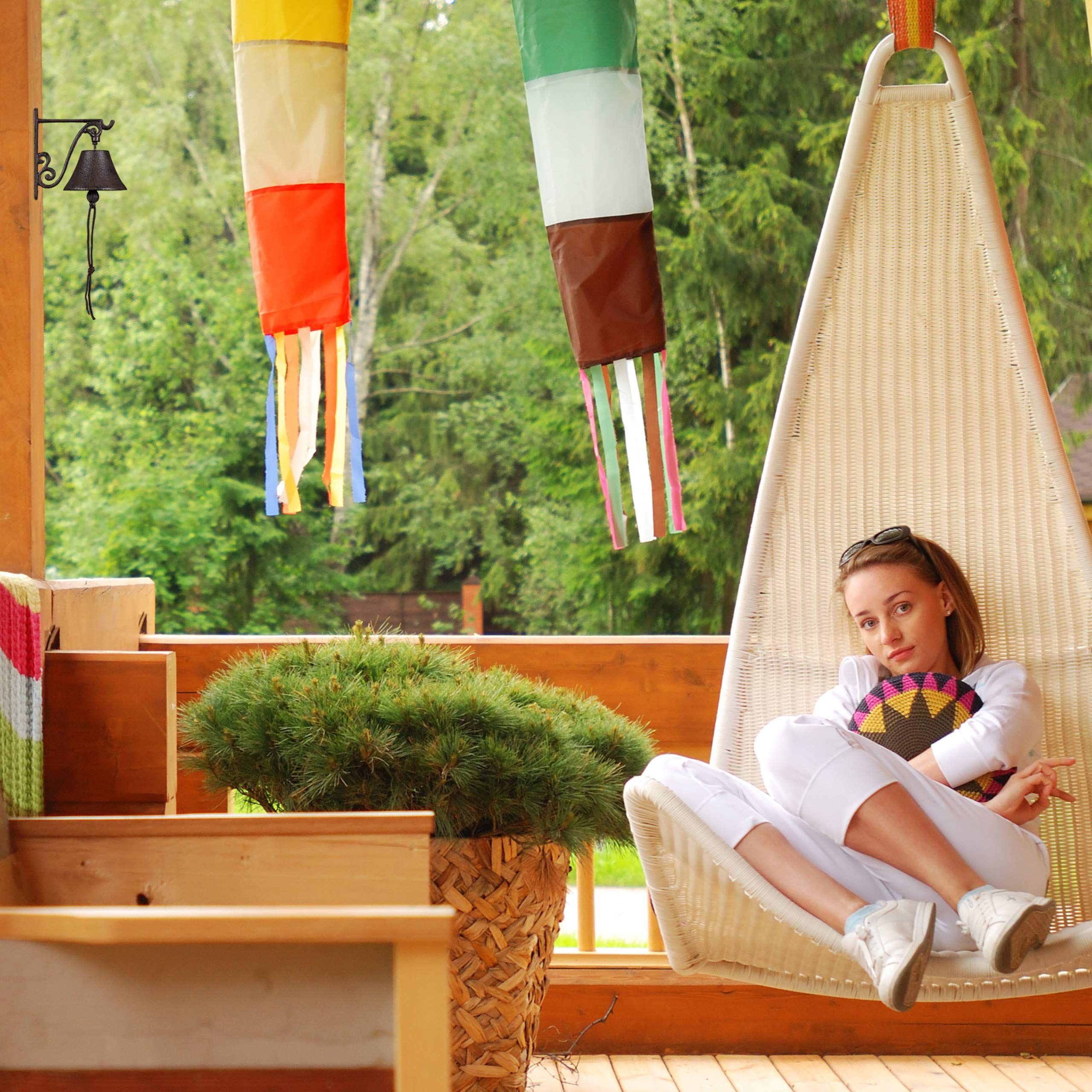 Relaxdays Campana per Porta in Ghisa Antica, Stile Rustico, a Parete da Ingresso, Deco da Giardino, Resistente, Marrone